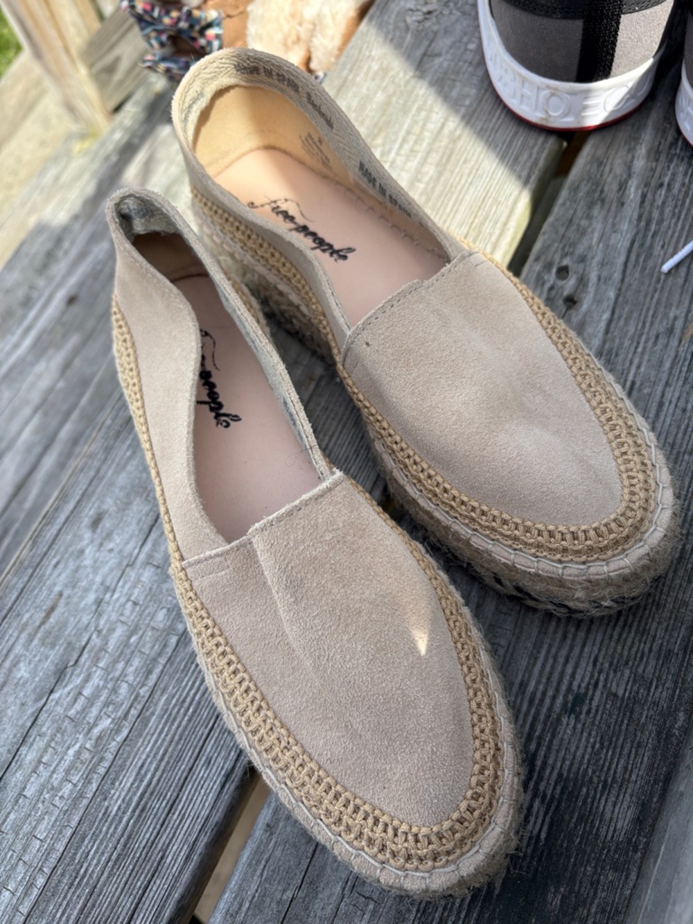 Free People Beige Suede Espadrille Slip-Ons